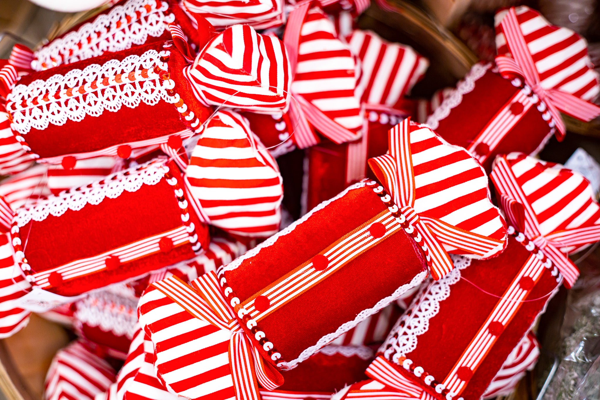 Endearing Prominent Red and White Christmas Ornament | OrnamentallyYou