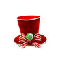 10" Red Top Hat With Peppermint Bow