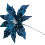 15" Midnight Blue Poinsettia Pick Set Of 6