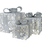 12" Silver Glitter Battery Operated Gift Box Set Of 3