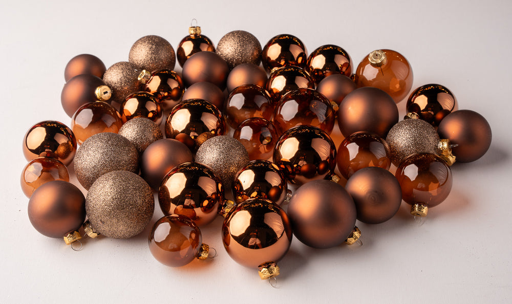 2- 2.7" Assorted Glass Ornament Set Of 42