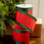 4" X 10YD Red With Green Edge Ribbon