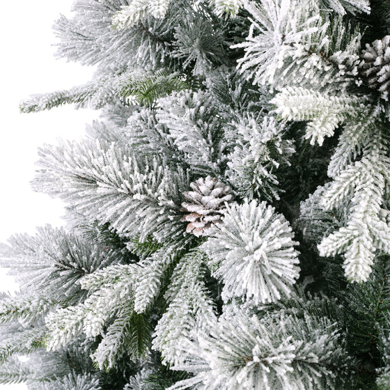 9 FT Snowy Lausanne Fir Tree Pre Lit Warm White LED Lights