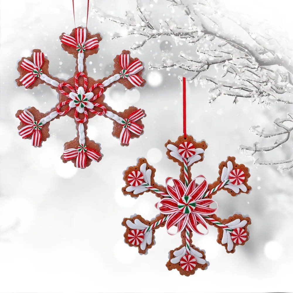 5 Red & White Snowflakes Assorted Set Of 12