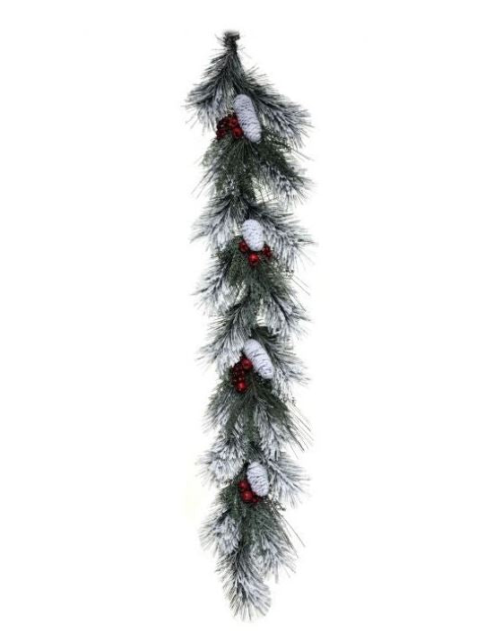 Garland - 6ft, Lightly Frosted Pine with Pine Cones