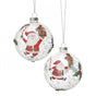 4" Santa With Gifts White Ball Ornament Set Of 6
