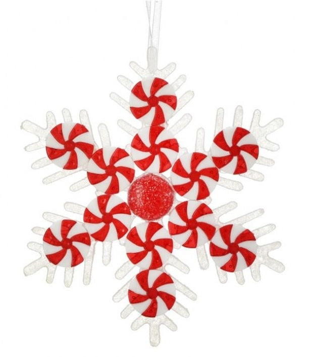 White & Red Snowflake Spire Small