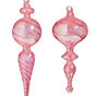 10" Pink Glass Finial Assorted Set Of 2