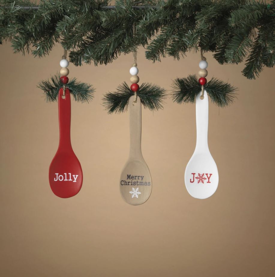 Wood Tree Ornaments - Set/3 Assorted