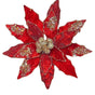 10" Red & Gold Poinsettia With Clip Set Of 6