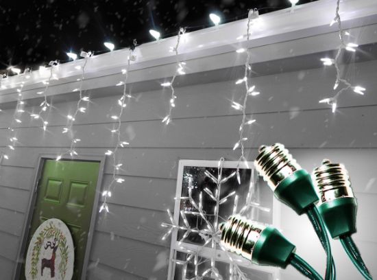 15 LED Pure White Icicle Drop Lights With White Wire