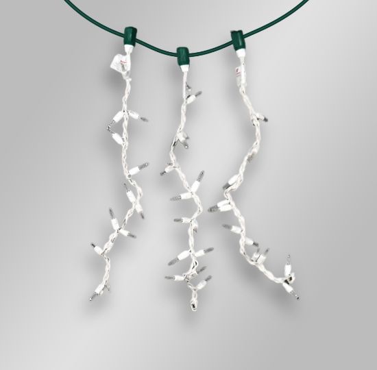 15 LED Pure White Icicle Drop Lights With White Wire