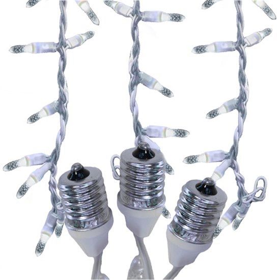 15 LED Pure White Icicle Drop Lights With White Wire