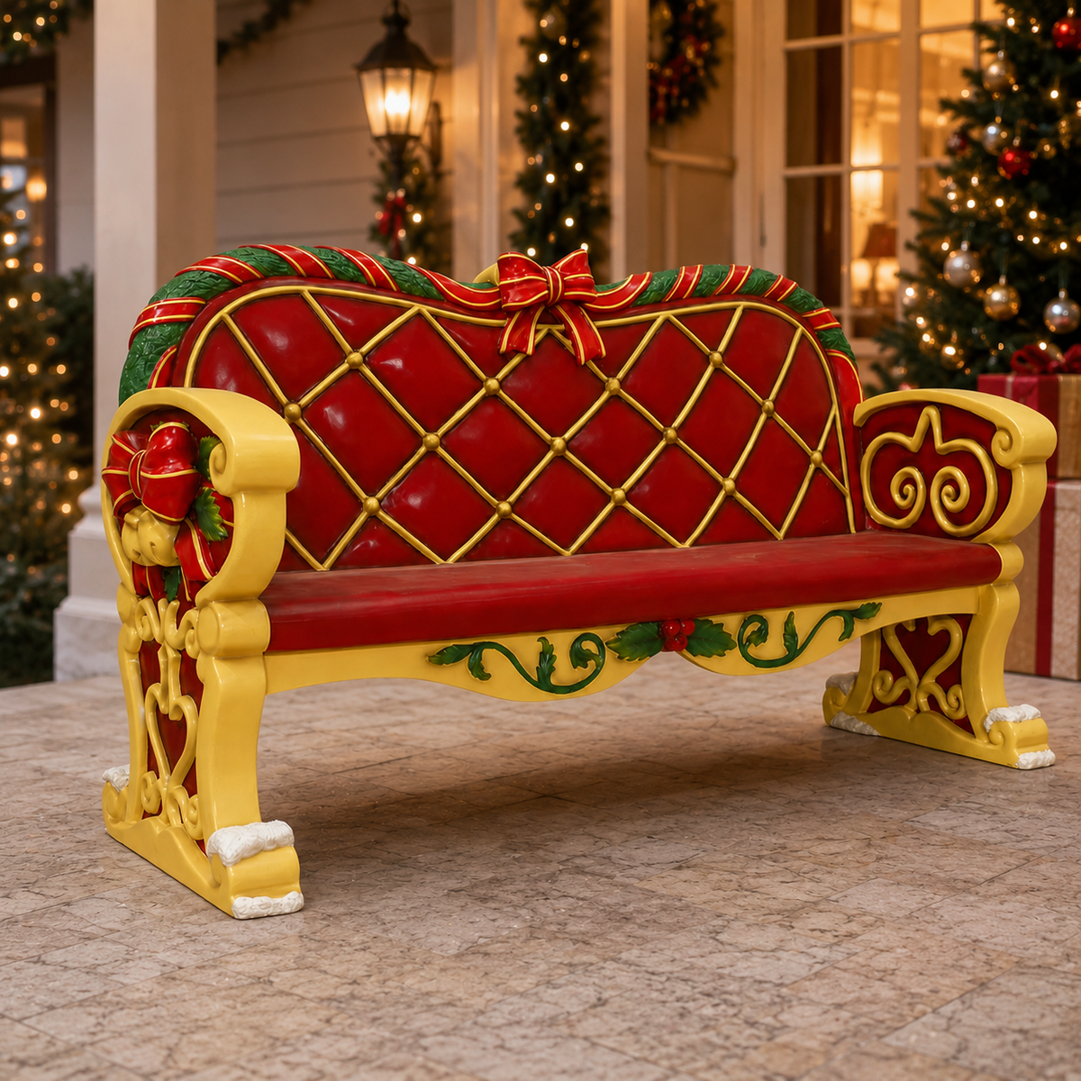 7 FT X 4 FT Santa Bench With Bow