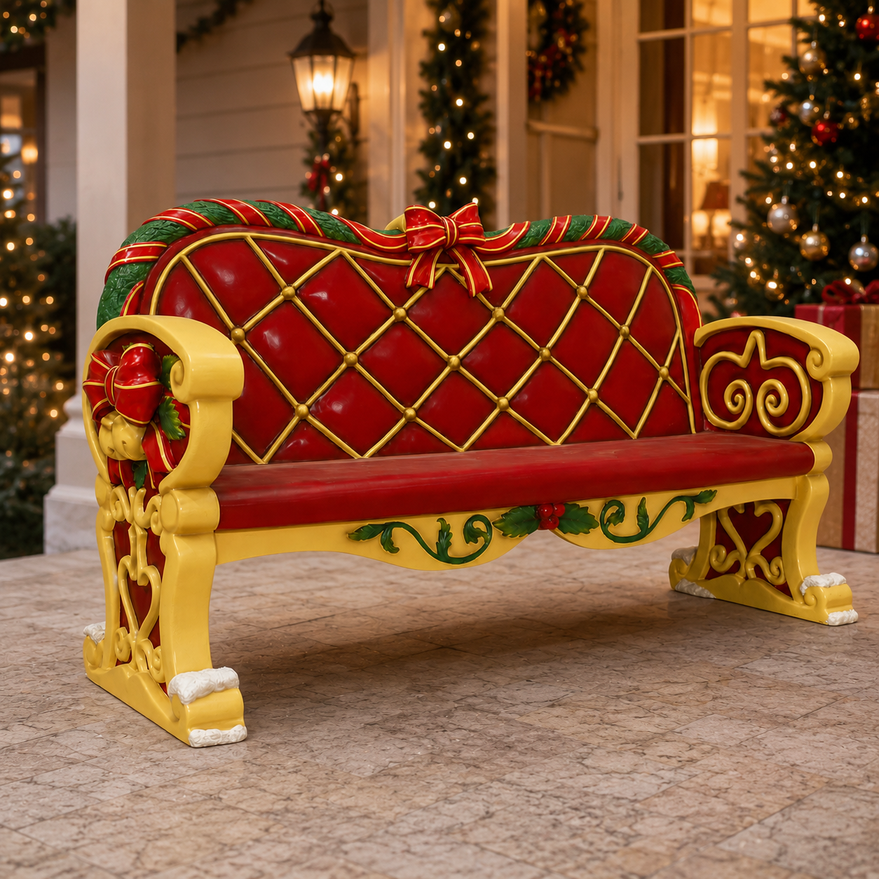 7 FT X 4 FT Santa Bench With Bow