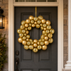 15" Light Gold Shiny & Matte Shatterproof Ball Wreath