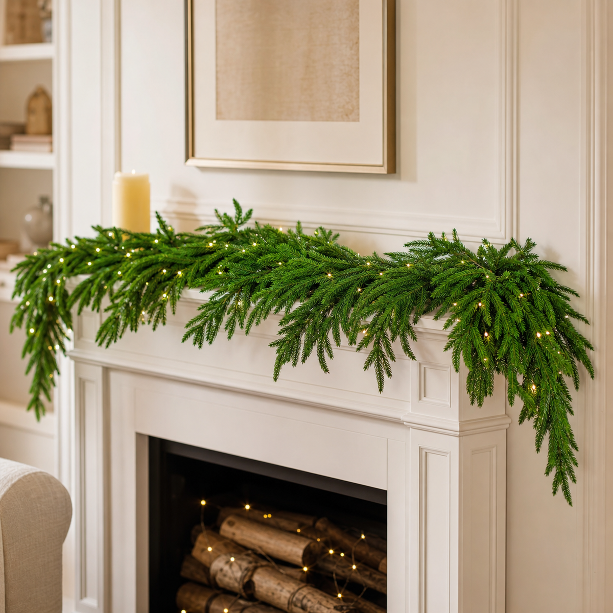 9 FT Norfolk Garland 150LED Battery Operated