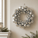 15" Silver Shiny & Matte Shatterproof Ball Wreath