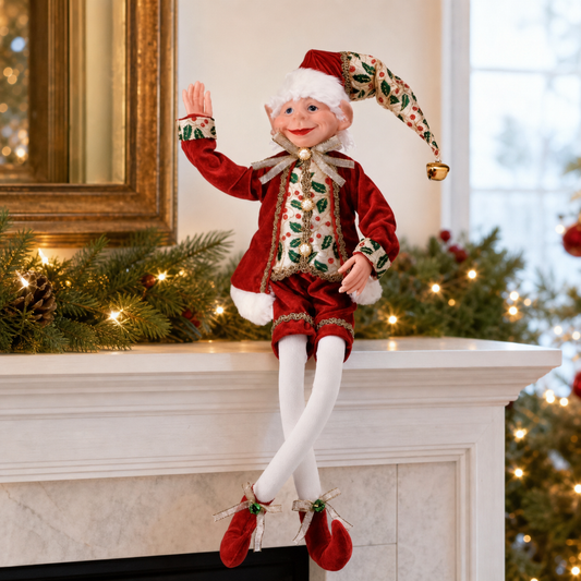 30" Red & Gold Sequin Bendable Elf