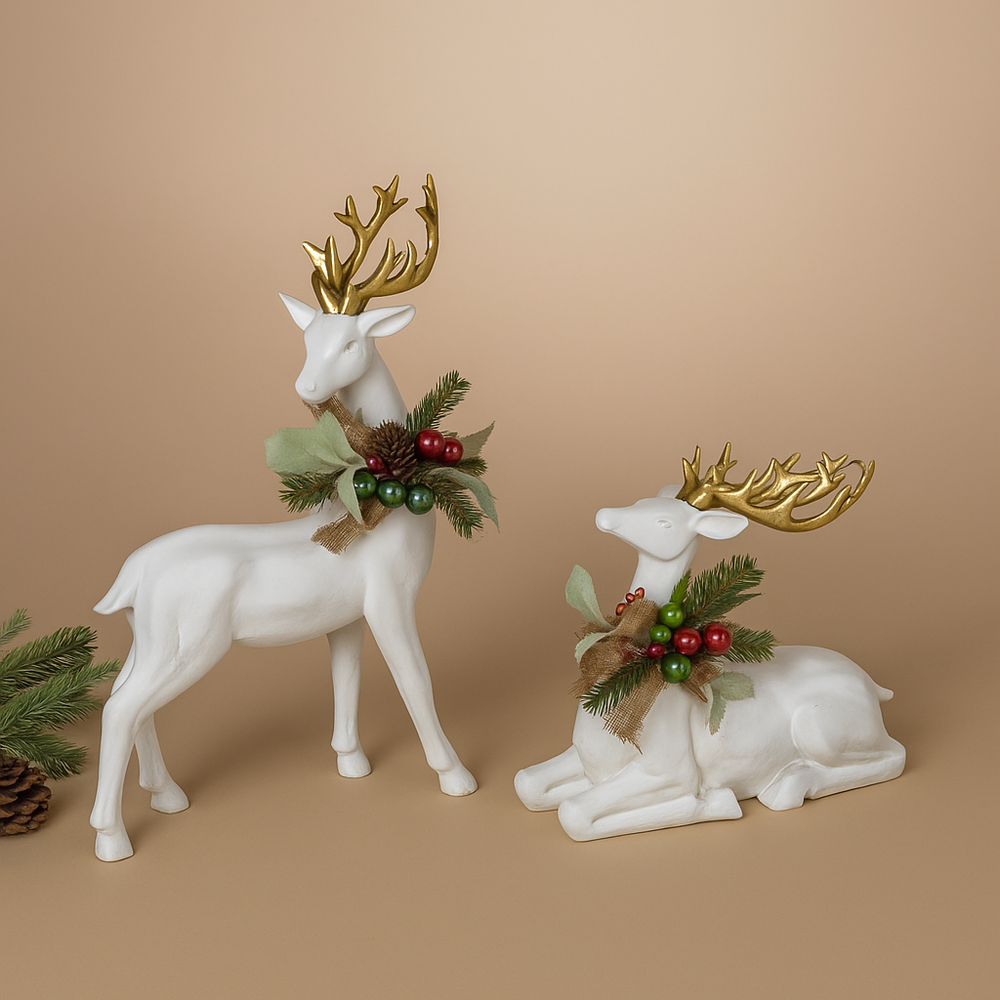 10" - 16" Standing & Lying Deer Assorted Set Of 2