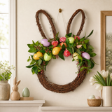 Guirnalda de cabeza de conejo de Pascua de 23" con arreglo en colores pastel