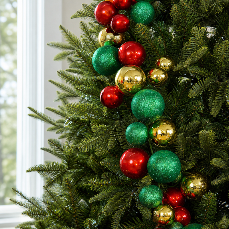 6 FT Green, Red, & Gold Ball Garland