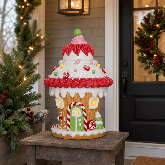 3.3 FT Red & Green LED Gingerbread Candy House Battery Operated
