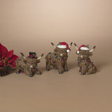 5" Highland Cow With Santa Hat Assorted Set of 3