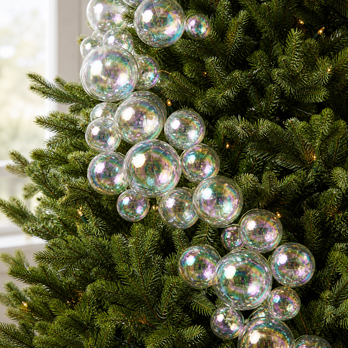 4 FT Clear Iridescent Ball Garland