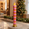 3 FT Pink Striped Candle Battery Operated