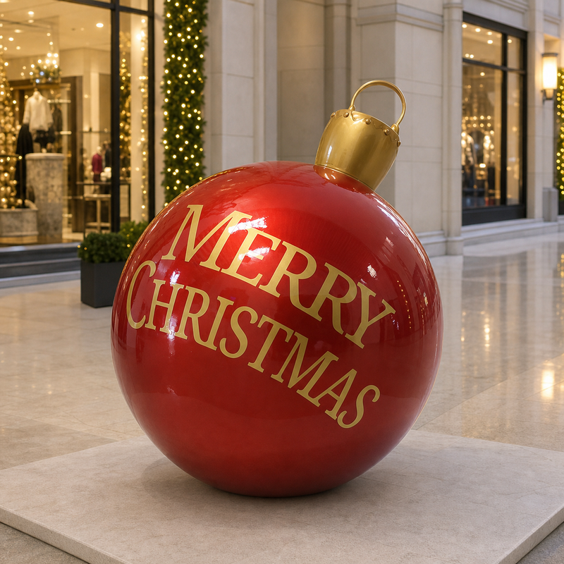 3 FT Red Merry Christmas Ball