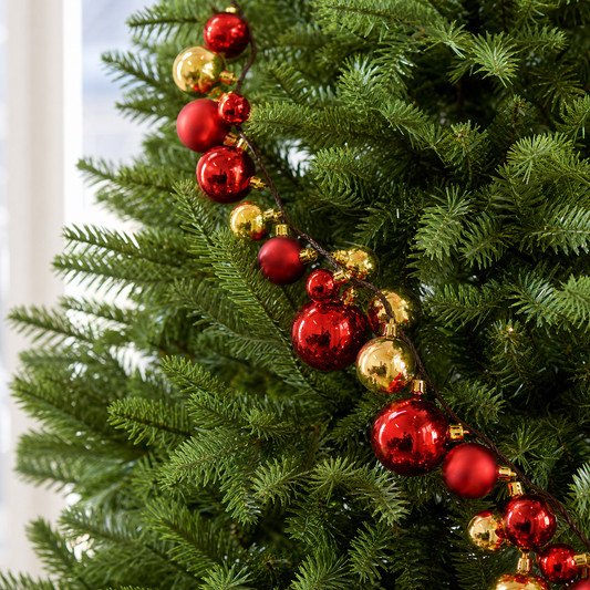 6 FT Red & Gold Ball Garland Shatterproof