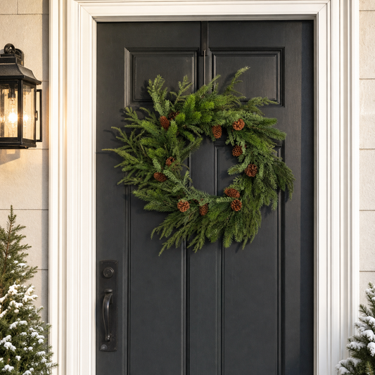24" Norfolk Spruce Pinecone Wreath