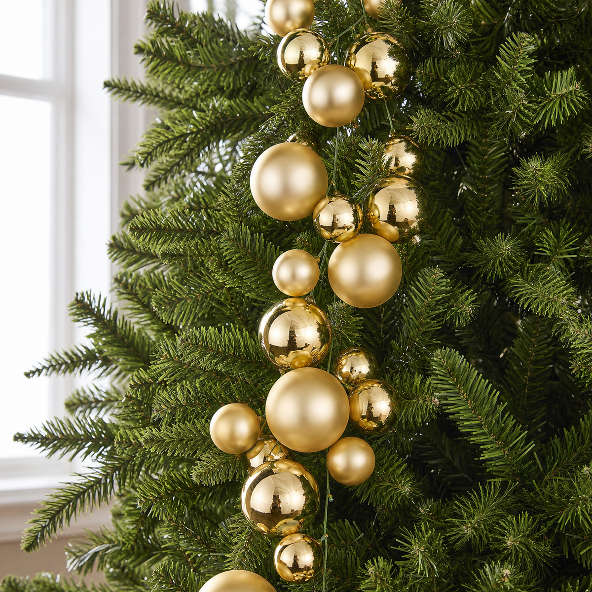 4 FT Light Gold Matte & Shiny Ball Garland