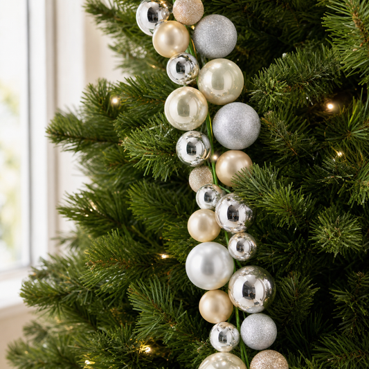 6 FT Champagne & Silver Ball Garland
