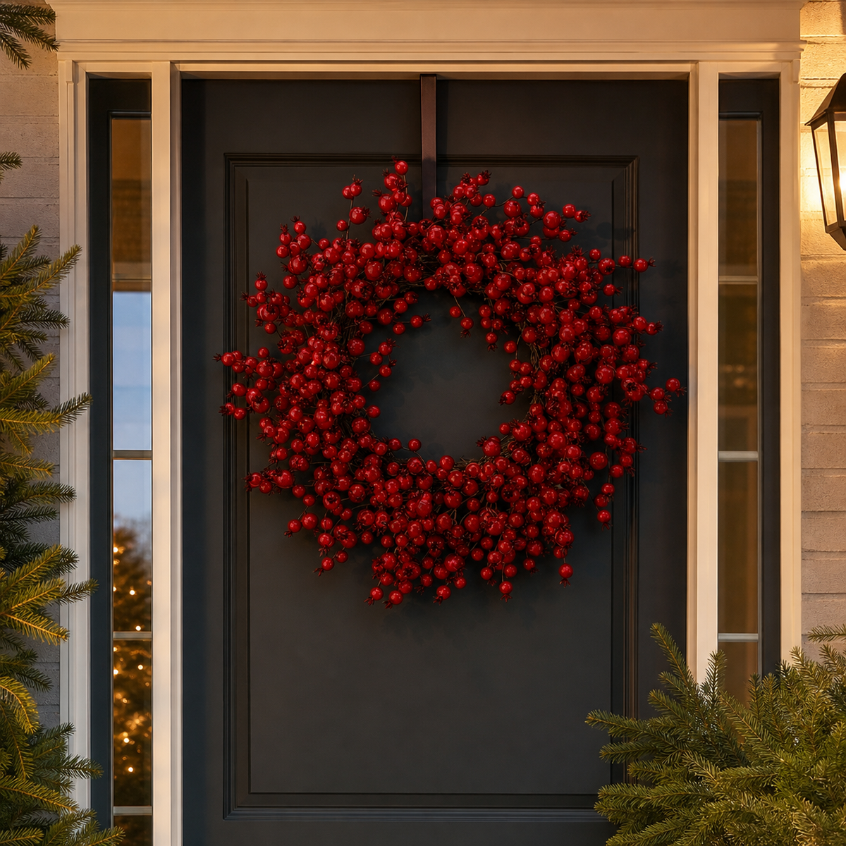 24" Red Berry Ridge Wreath