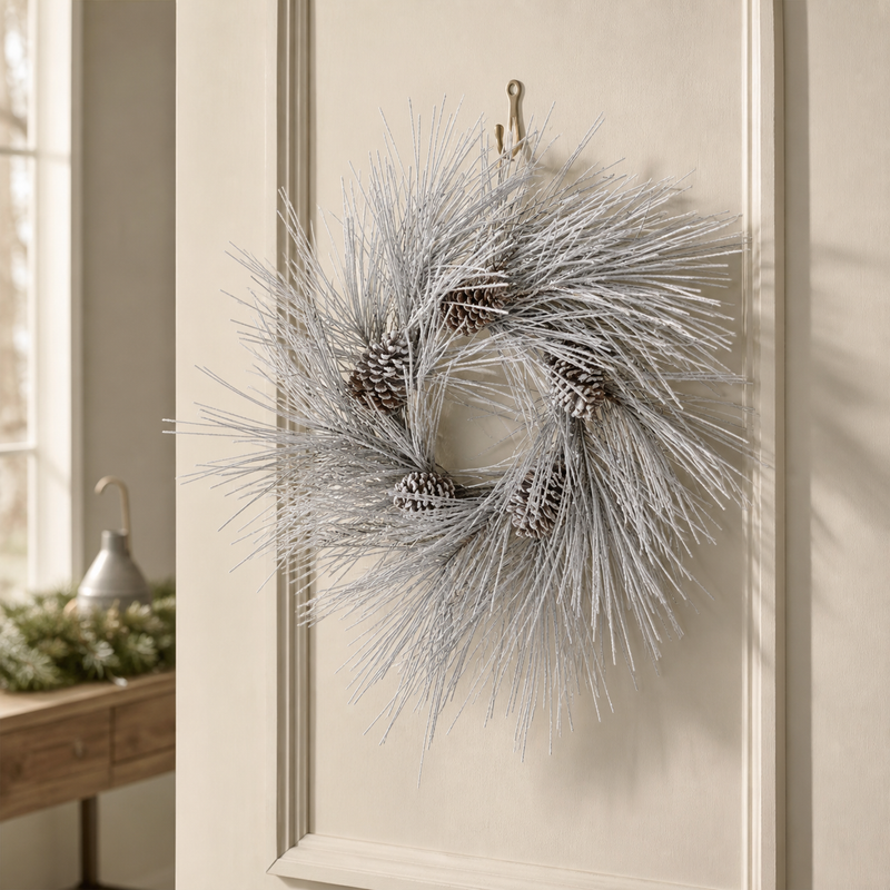 24" Snowy Pinecone Wreath