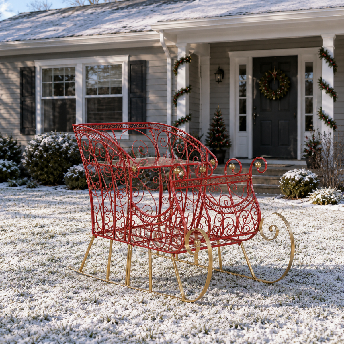 6 FT X 4 FT Red & Gold Sleigh
