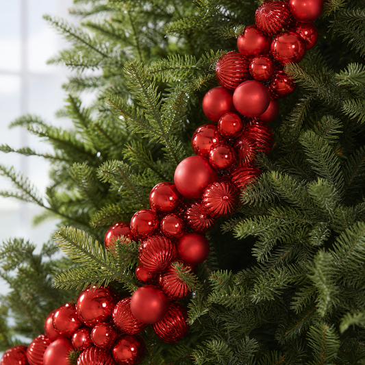 5.9 FT Red Shiny & Matte Shatterproof Ball Garland