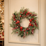 24" Frosted Pine Berry Wreath