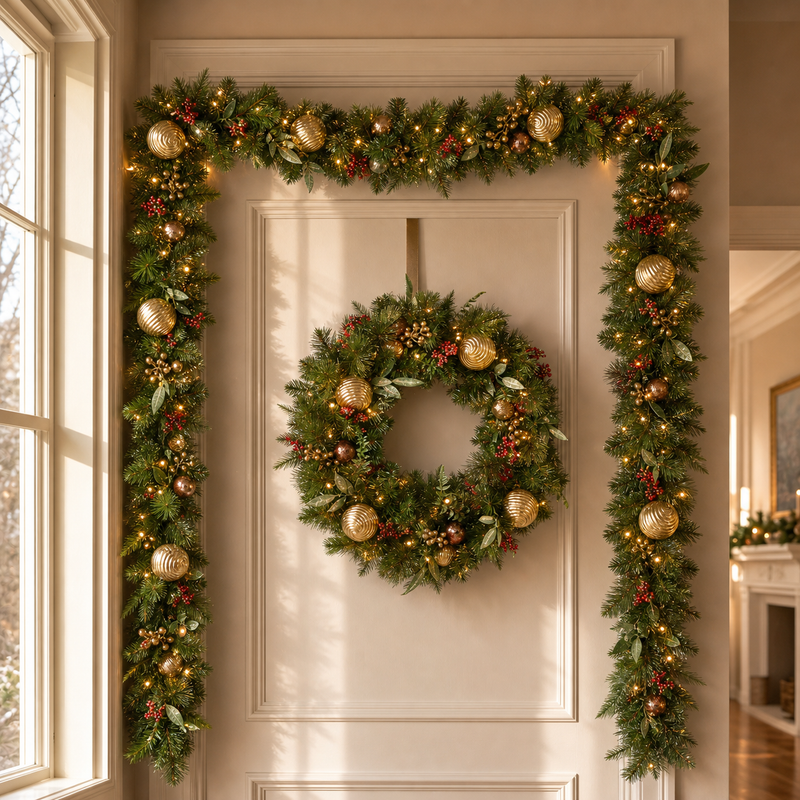 Pre Decorated 30" Wreath & 6 FT Garland