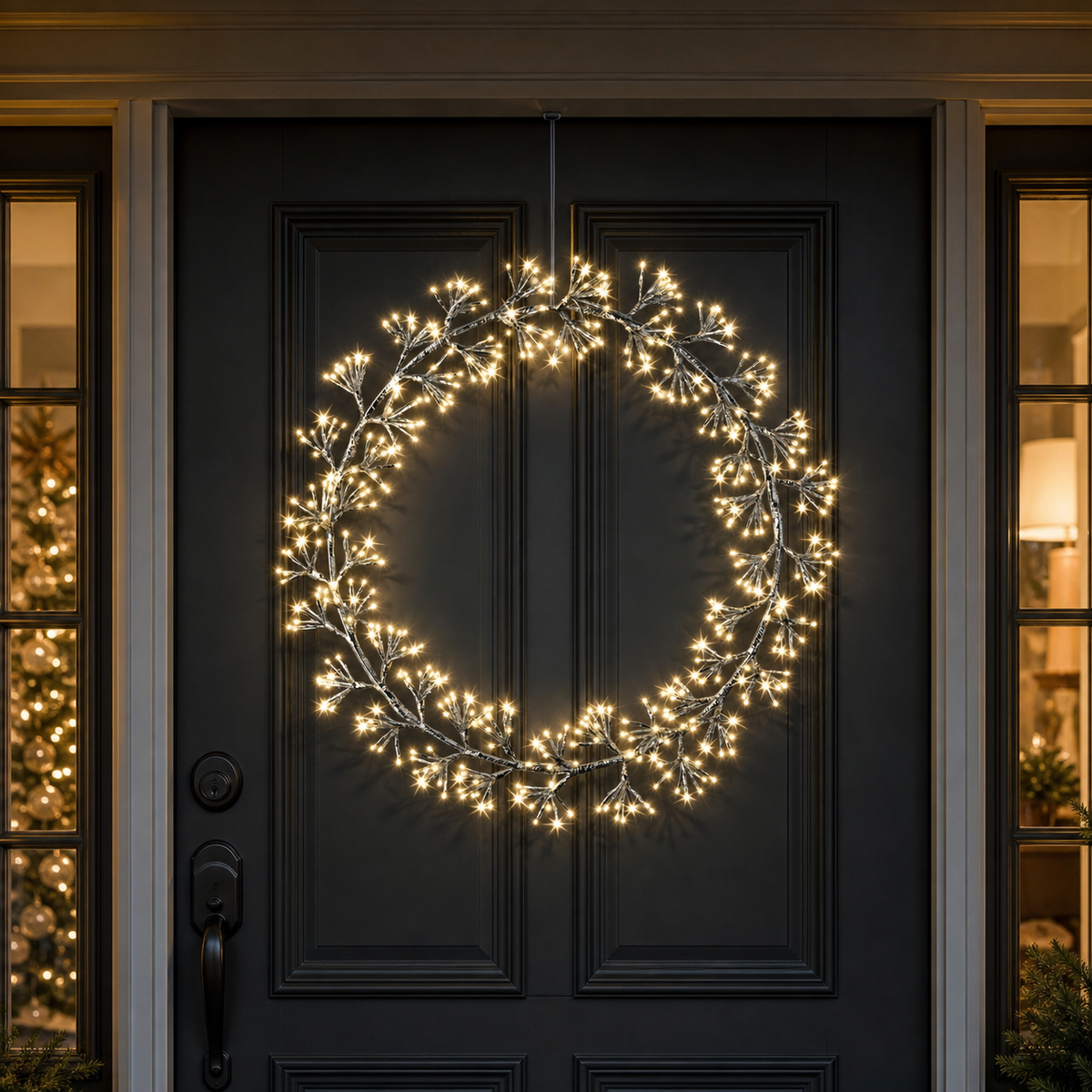 31" 500LED Warm White Silver Wreath