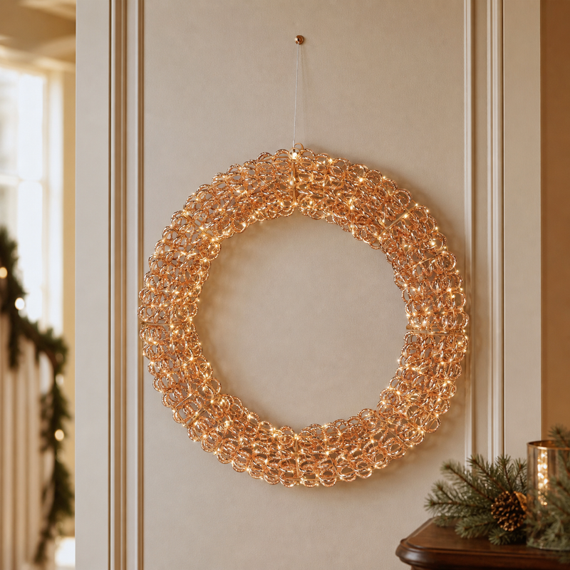 23" Rose Gold Wreath Micro Warm White LED