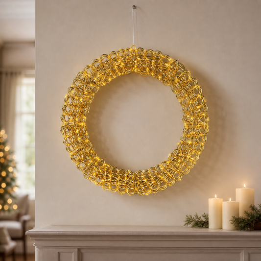 Guirnalda dorada de 23" con micro LEDs clásicos cálidos