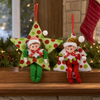 11" Red & Green Elf Star Tree Ornament Assorted Set Of 2