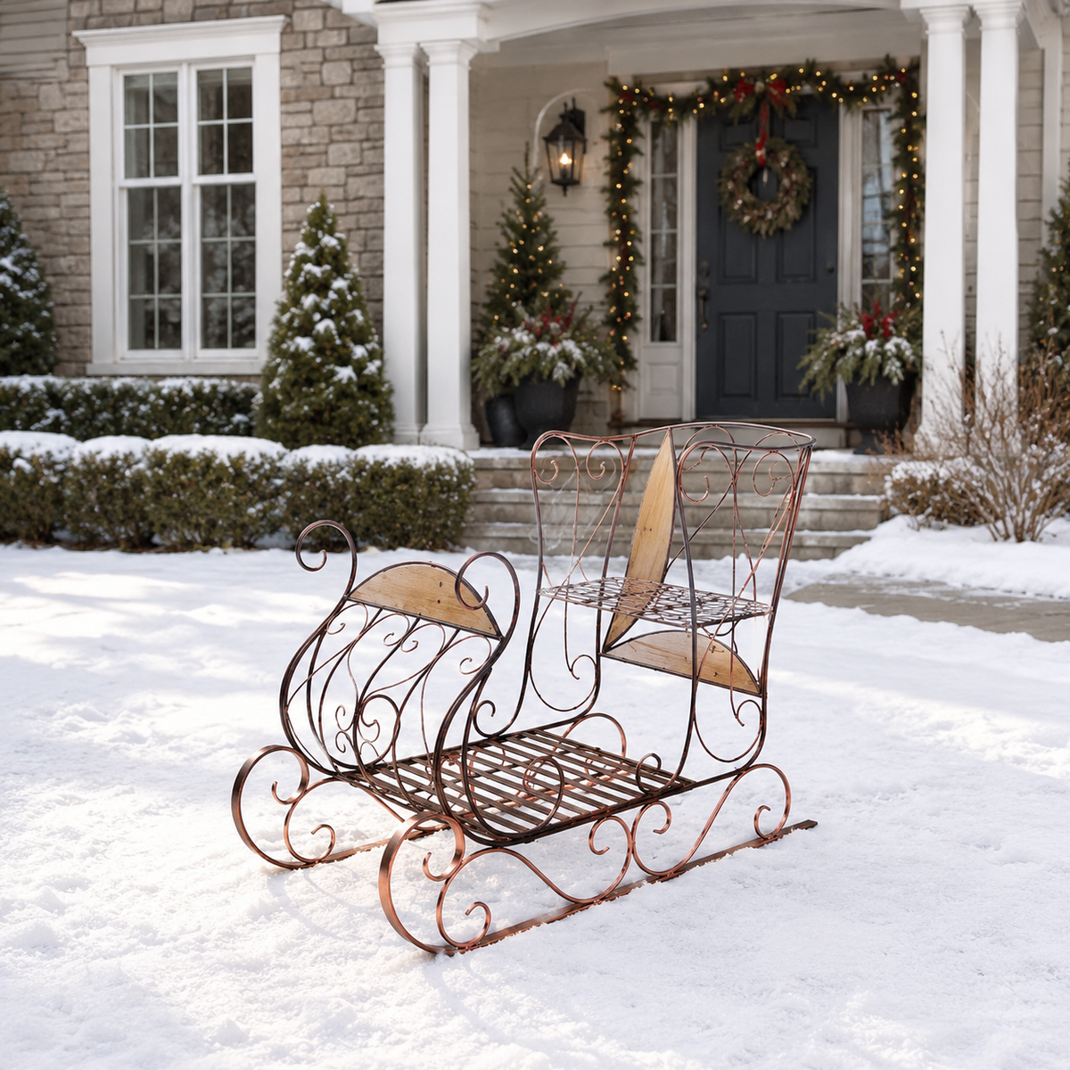 4 FT Copper Metal Sleigh