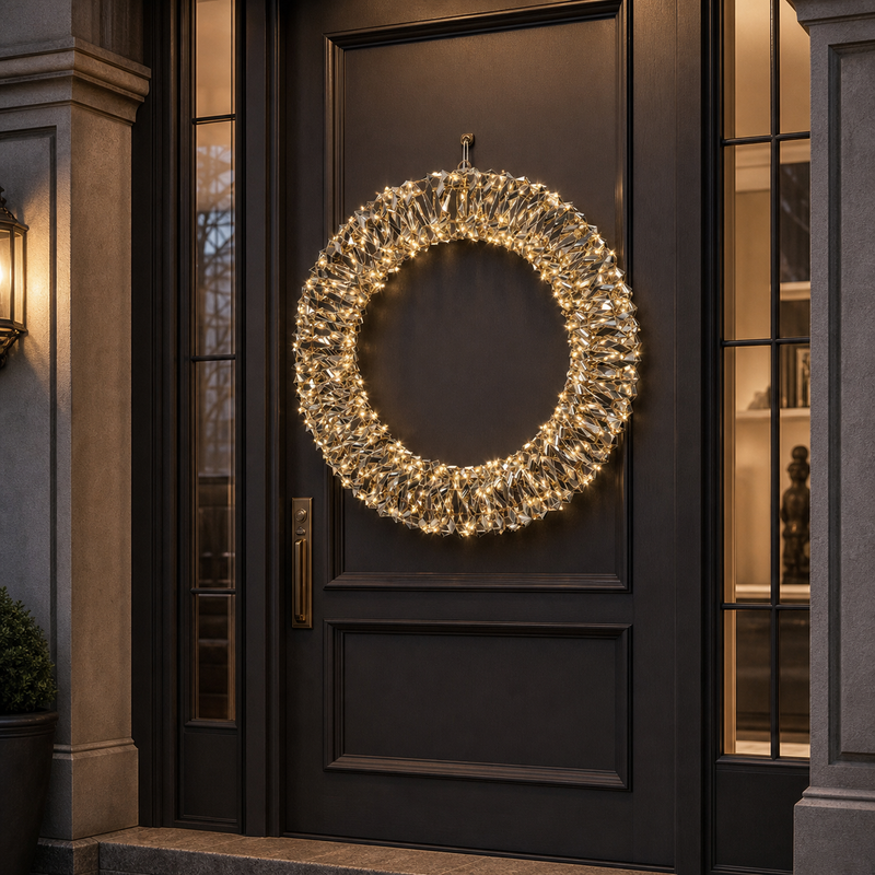 1.7 FT 600 Micro LED Warm White Gold Wreath