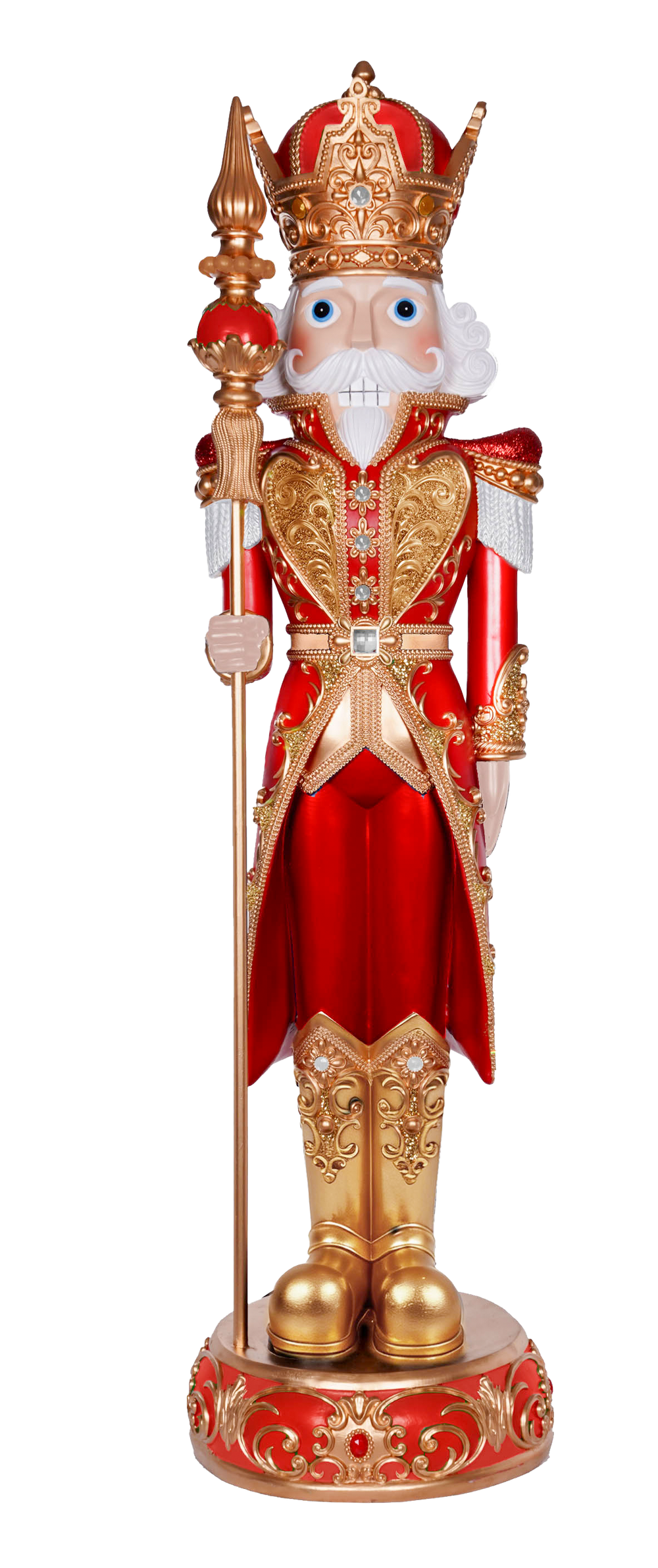 5 FT Metallic Red & Gold King Nutcracker With Staff