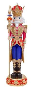 Decorative nutcracker figurine with royal attire on a white background