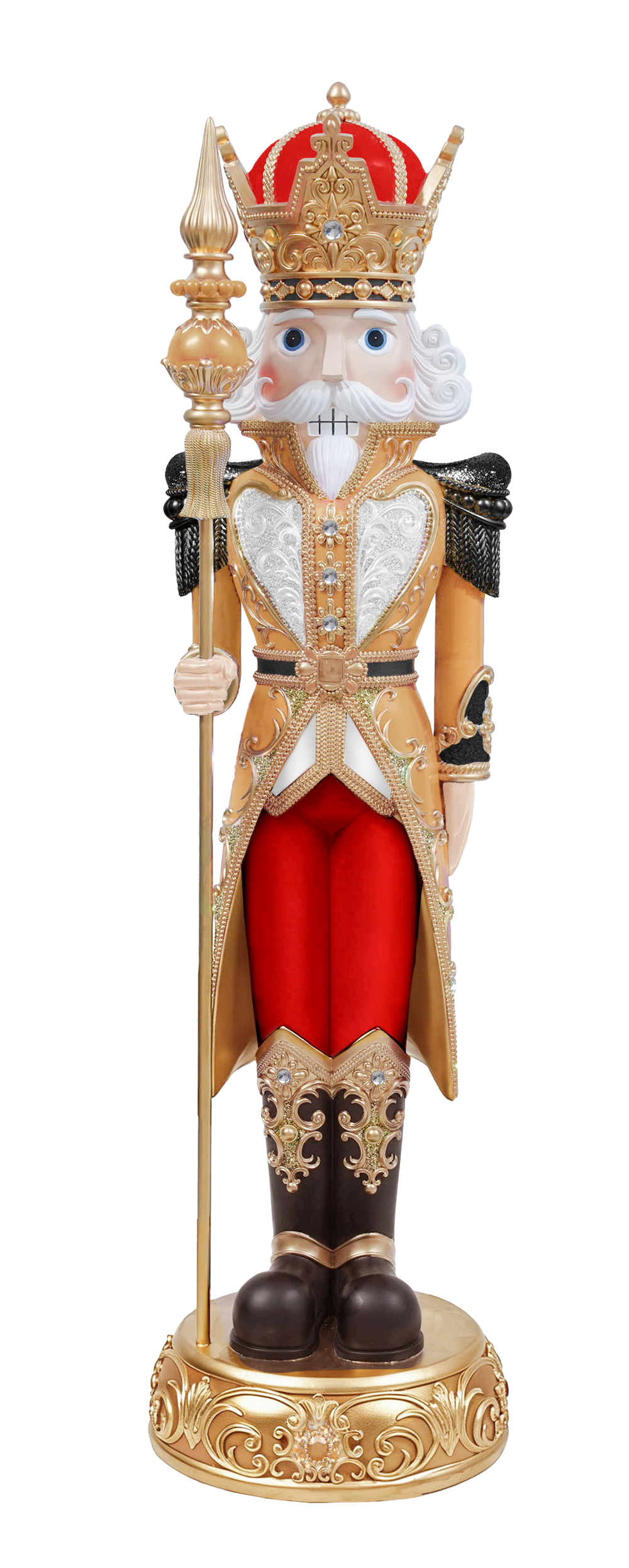 5 FT Red, Gold & Black Nutcracker With Staff